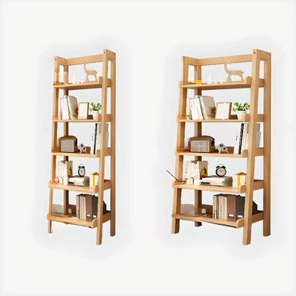 Bibliothèque échelle rectangulaire scandinave en bois à 5 niveaux