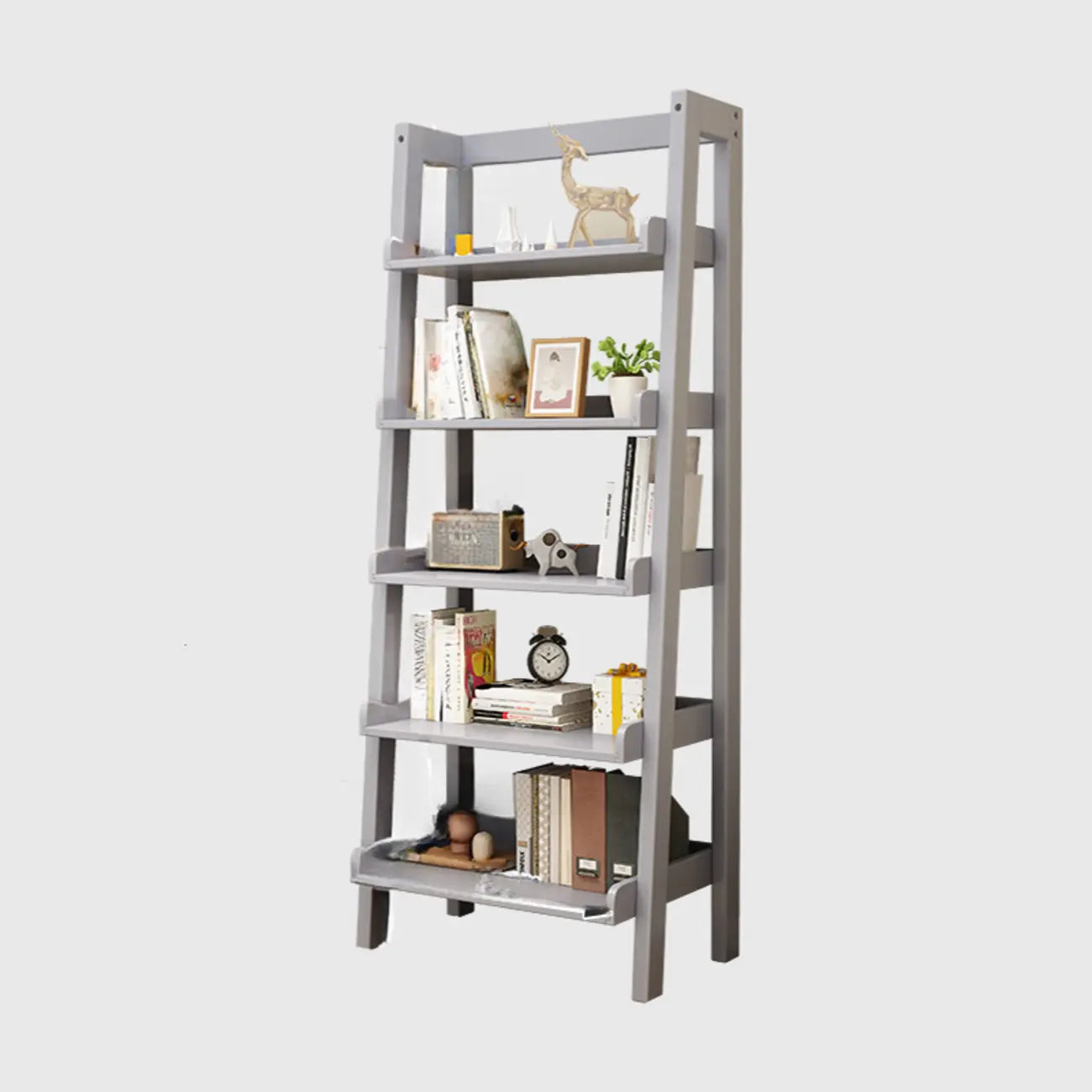 Bibliothèque échelle rectangulaire scandinave en bois à 5 niveaux