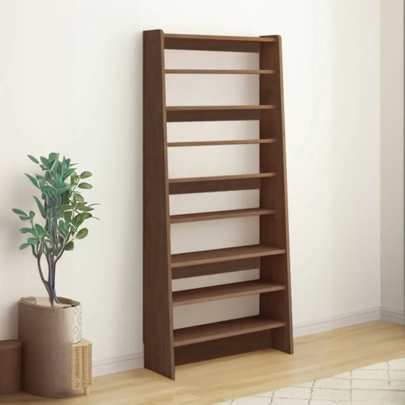 Étagère échelle en bois de noyer à 7 niveaux