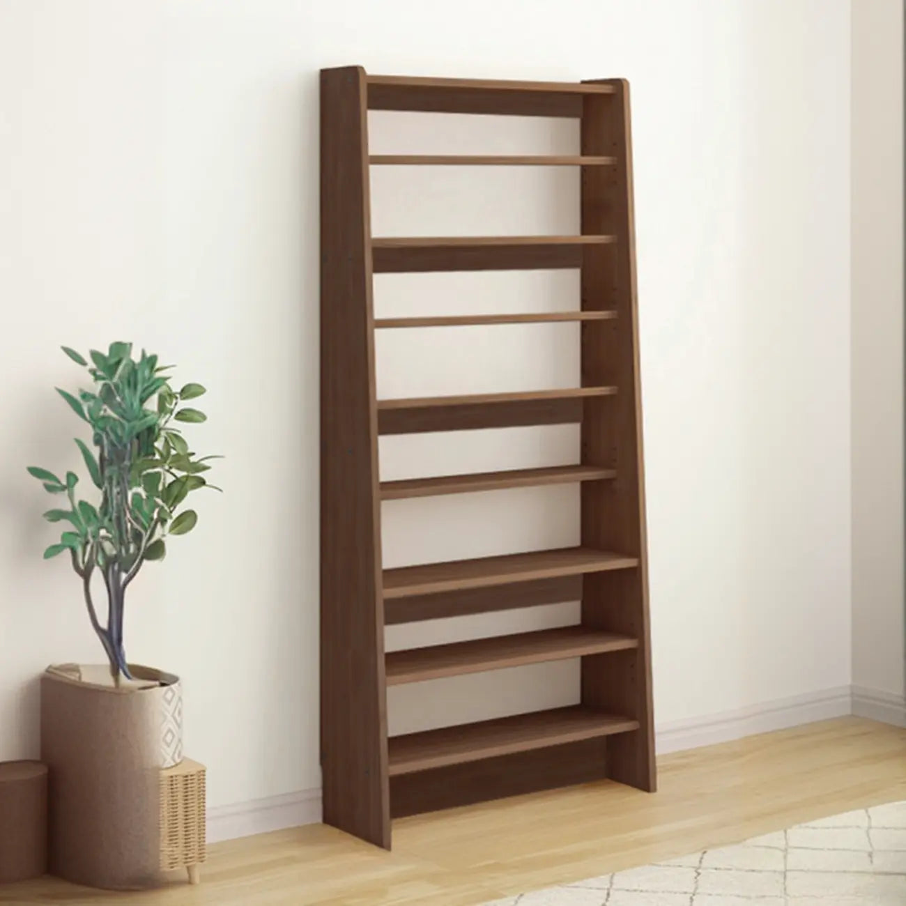 Étagère échelle en bois de noyer à 7 niveaux