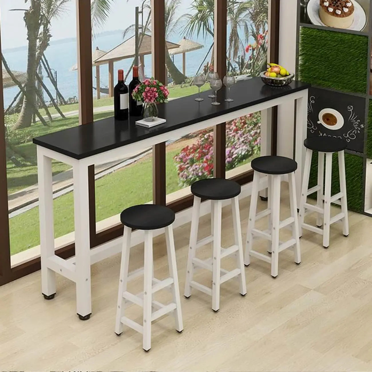 Tables de bar modernes à plateau fixe en bois brun