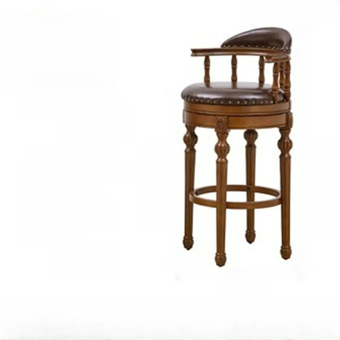 Tabourets de bar traditionnels en bois d'hévéa brun avec coussin