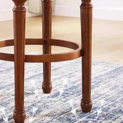 Tabourets de bar traditionnels en bois d'hévéa brun avec coussin