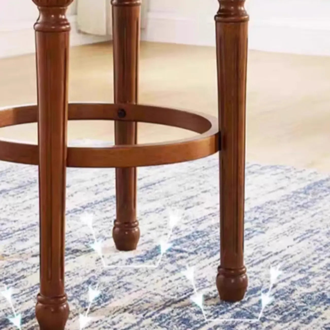 Tabourets de bar traditionnels en bois d'hévéa brun avec coussin