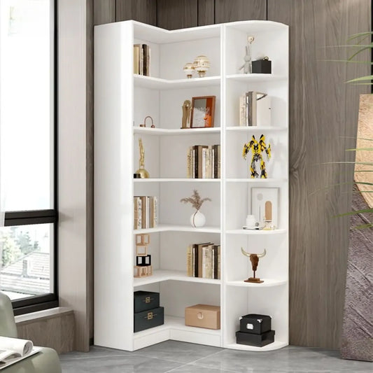 Bibliothèque moderne blanche avec armoire de rangement