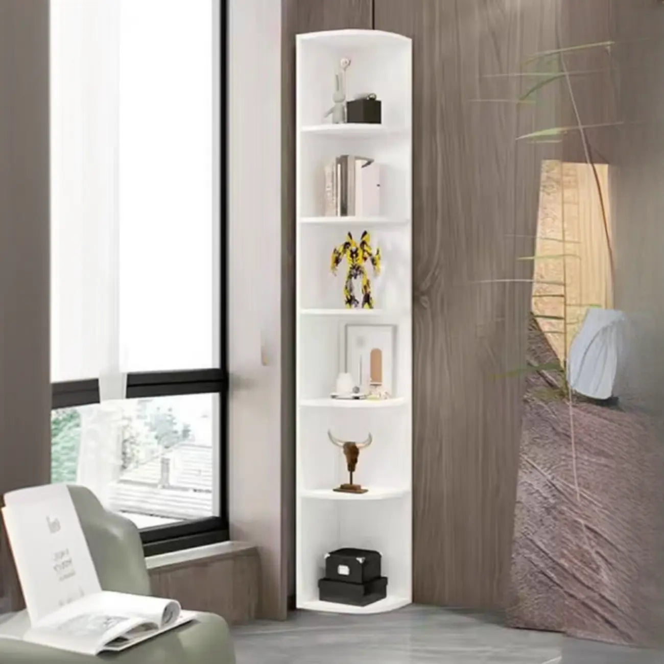 Bibliothèque moderne blanche avec armoire de rangement
