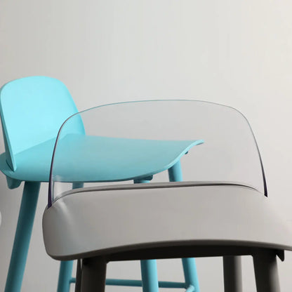 Tabourets de bar contemporains en plastique gris clair à dossier bas