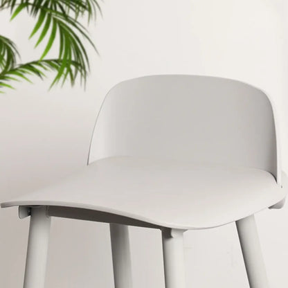Tabourets de bar contemporains en plastique gris clair à dossier bas