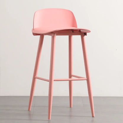 Tabourets de bar contemporains en plastique gris clair à dossier bas