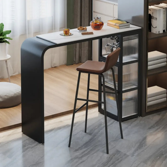 Table de bar moderne avec plateau en granit résistant aux rayures pour la cuisine