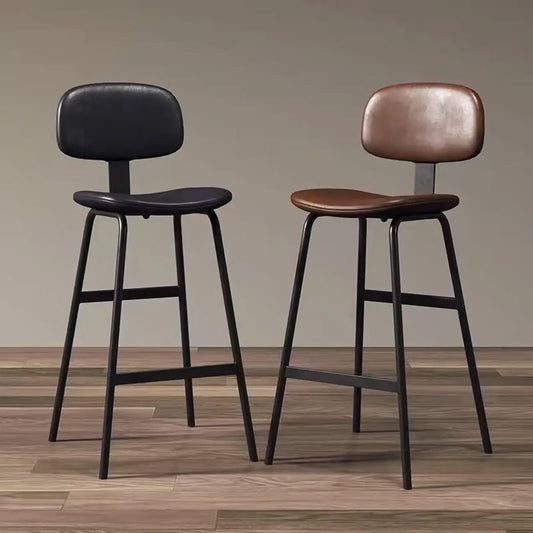 Tabouret de bar moderne ergonomique en cuir de selle, dossier bas, pour la cuisine