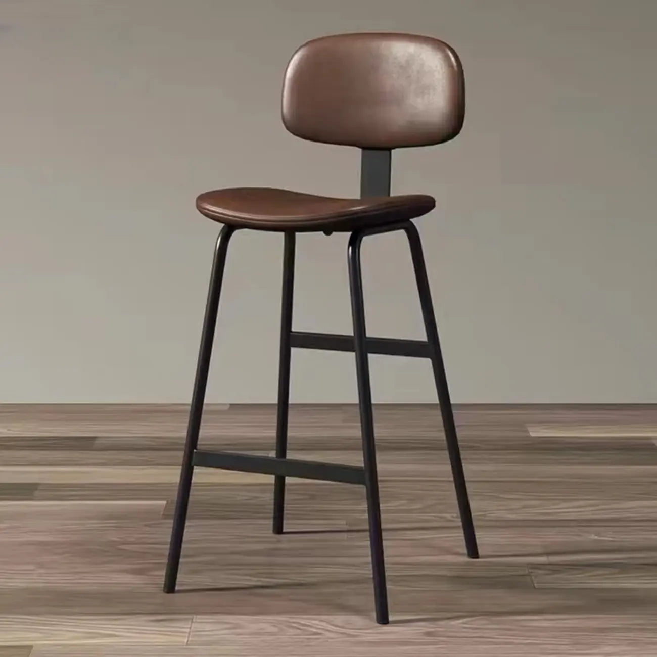 Tabouret de bar moderne ergonomique en cuir de selle, dossier bas, pour la cuisine