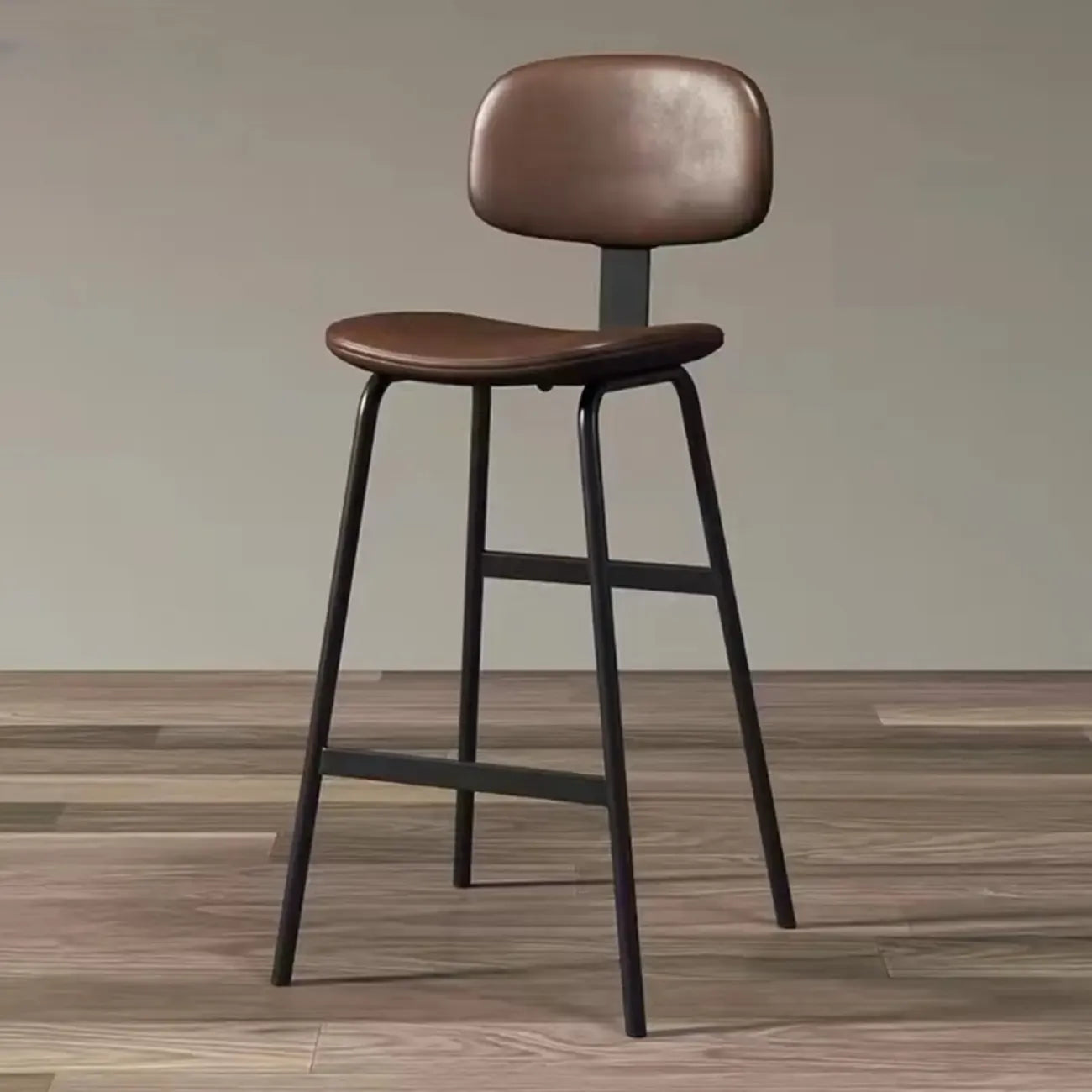 Tabouret de bar moderne ergonomique en cuir de selle, dossier bas, pour la cuisine