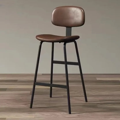 Tabouret de bar moderne ergonomique en cuir de selle, dossier bas, pour la cuisine