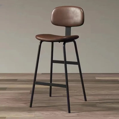Tabouret de bar moderne ergonomique en cuir de selle, dossier bas, pour la cuisine