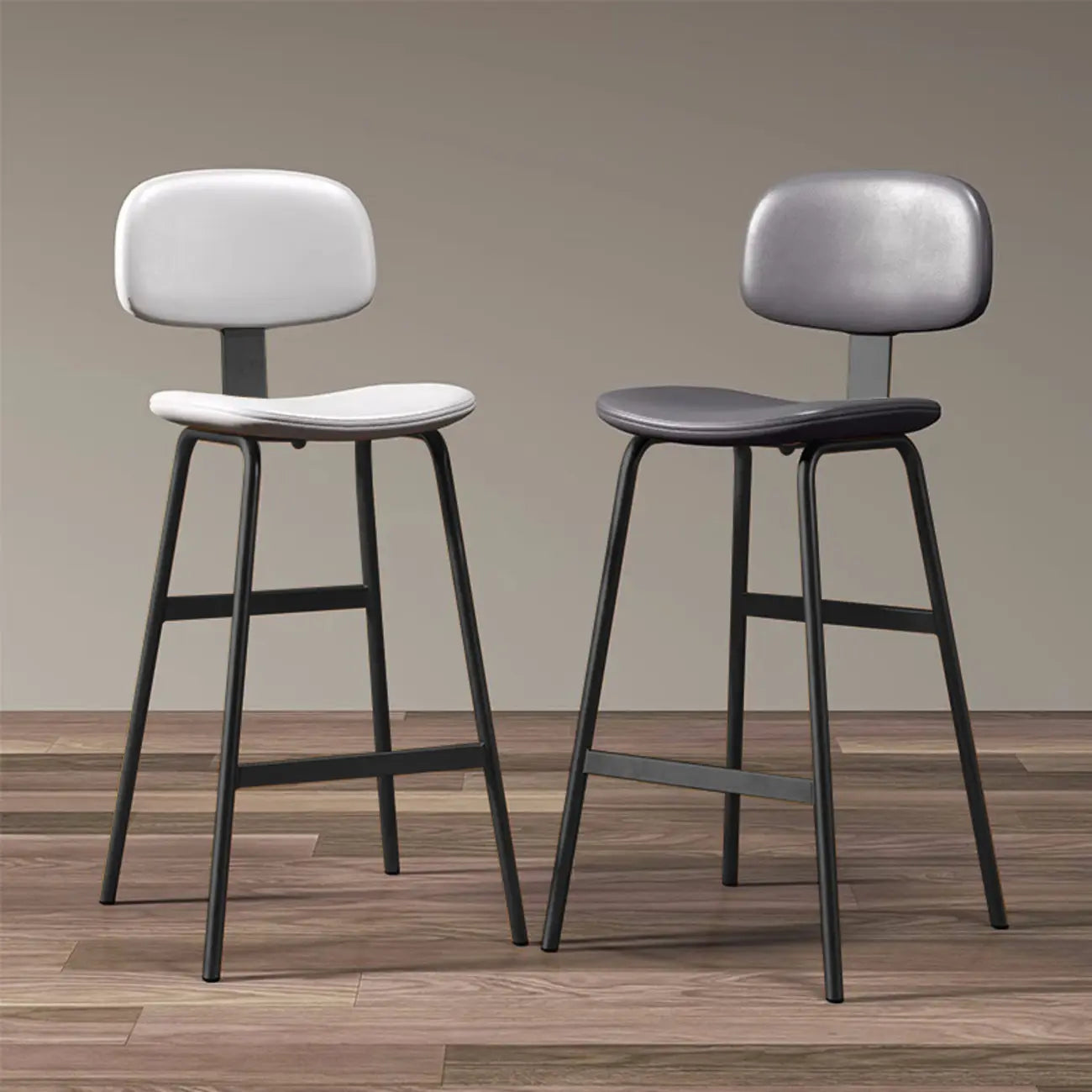 Tabouret de bar moderne ergonomique en cuir de selle, dossier bas, pour la cuisine