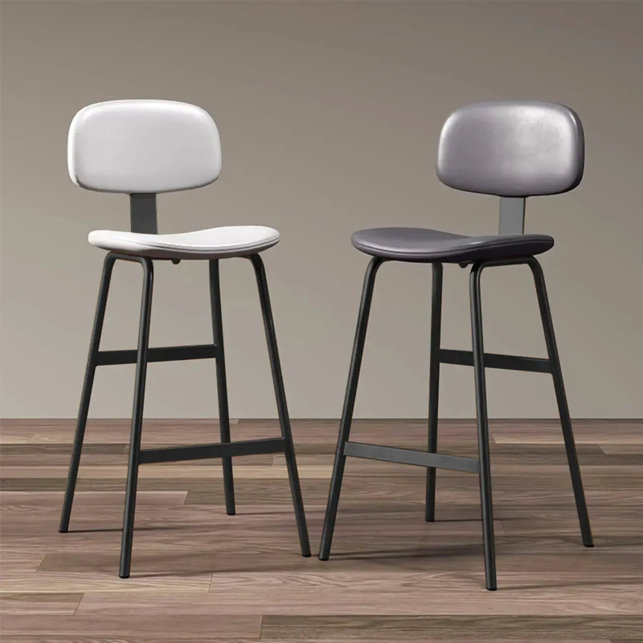 Tabouret de bar moderne ergonomique en cuir de selle, dossier bas, pour la cuisine
