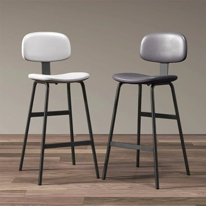 Tabouret de bar moderne ergonomique en cuir de selle, dossier bas, pour la cuisine