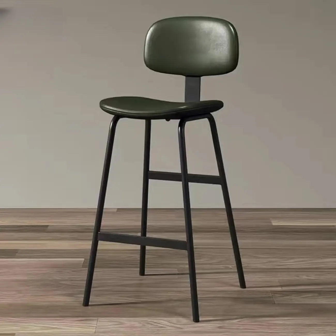 Tabouret de bar moderne ergonomique en cuir de selle, dossier bas, pour la cuisine