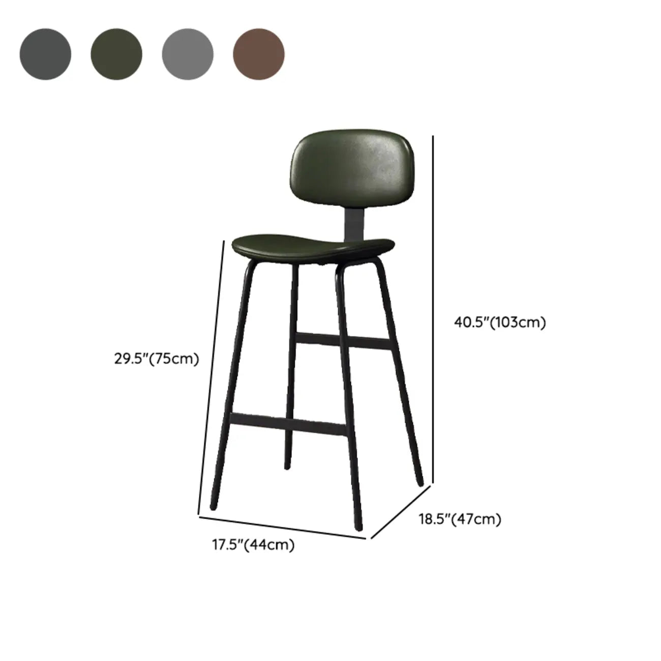 Tabouret de bar moderne ergonomique en cuir de selle, dossier bas, pour la cuisine