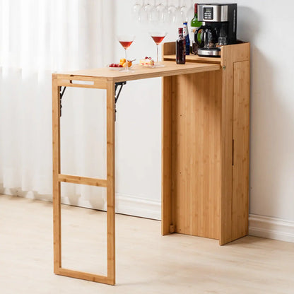 Tables de bar de rangement extensibles manuellement en bambou brun