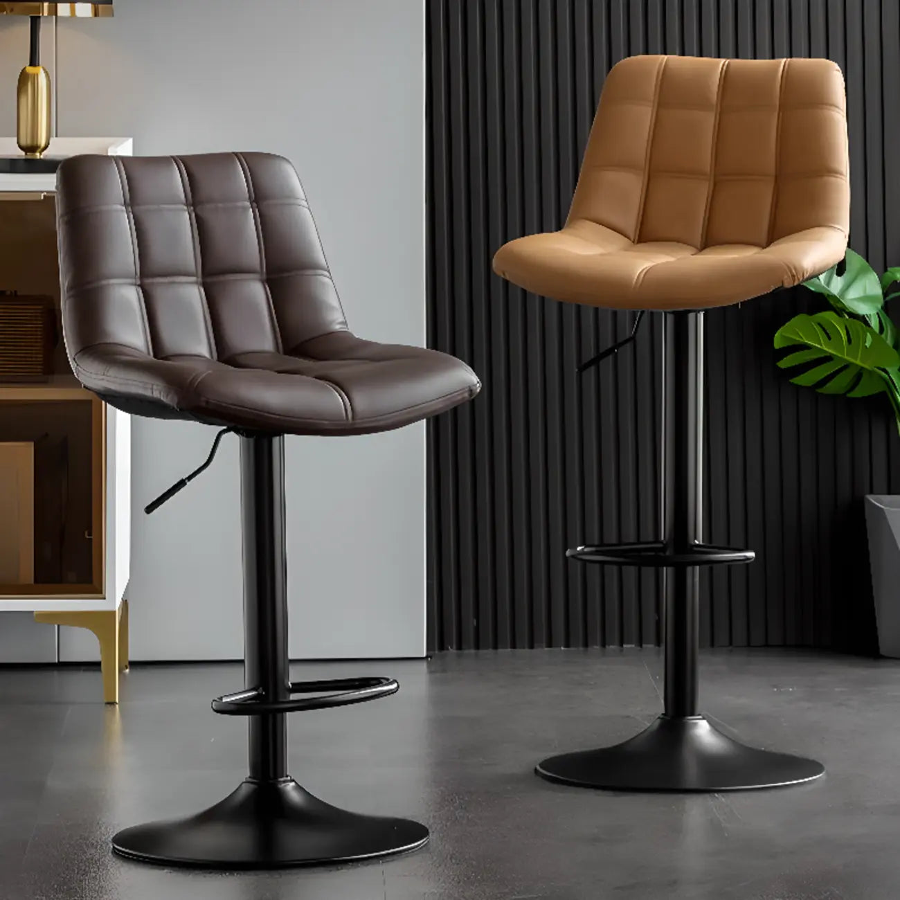 Tabourets de bar pivotants et réglables en similicuir glamour