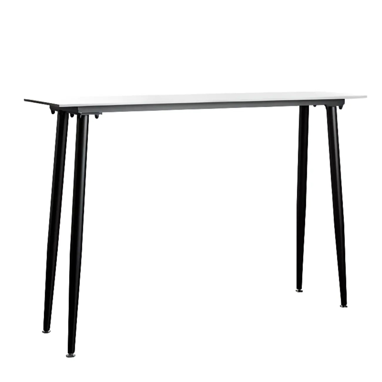 Table de bar moderne avec plateau en travertin gris et pieds en métal, idéale pour la salle à manger.