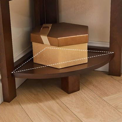 Bibliothèque d'angle étroite en bois courbé à dos ouvert