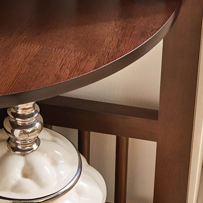 Bibliothèque d'angle étroite en bois courbé à dos ouvert