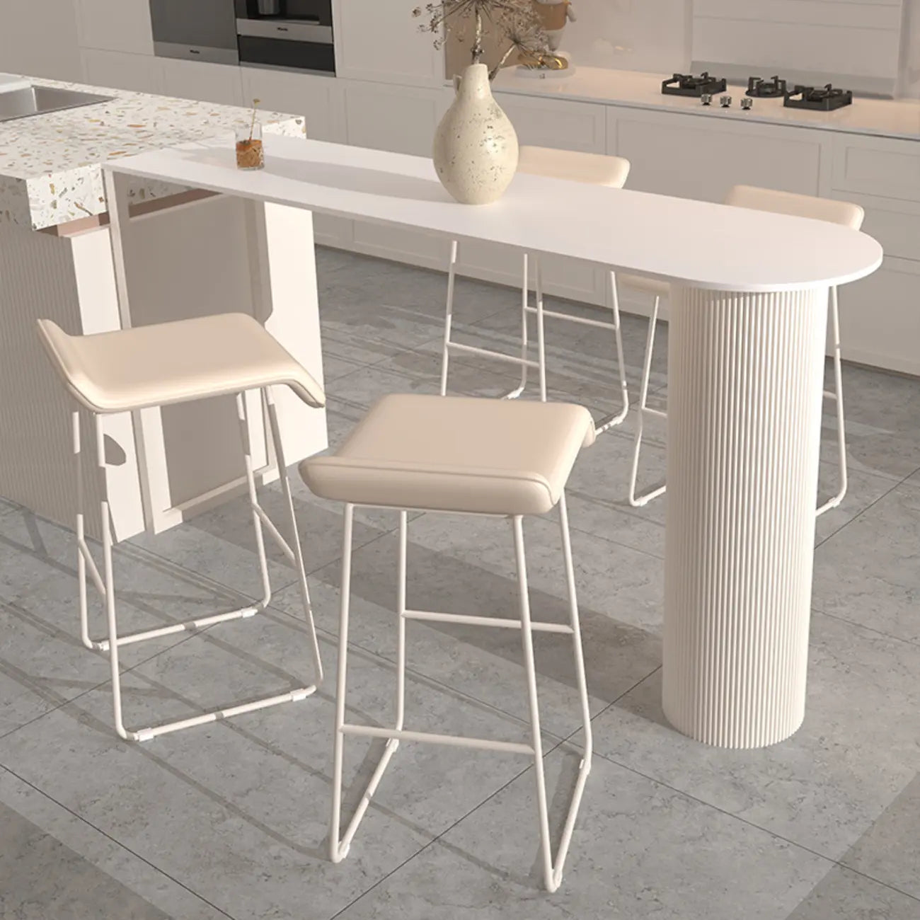 Tables de bar asymétriques modernes en ardoise blanche