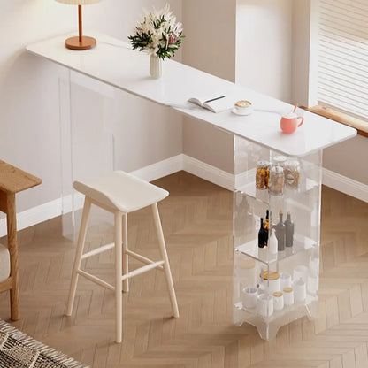 Tables de bar modernes avec plateau en bois noir et rangement en acrylique transparent