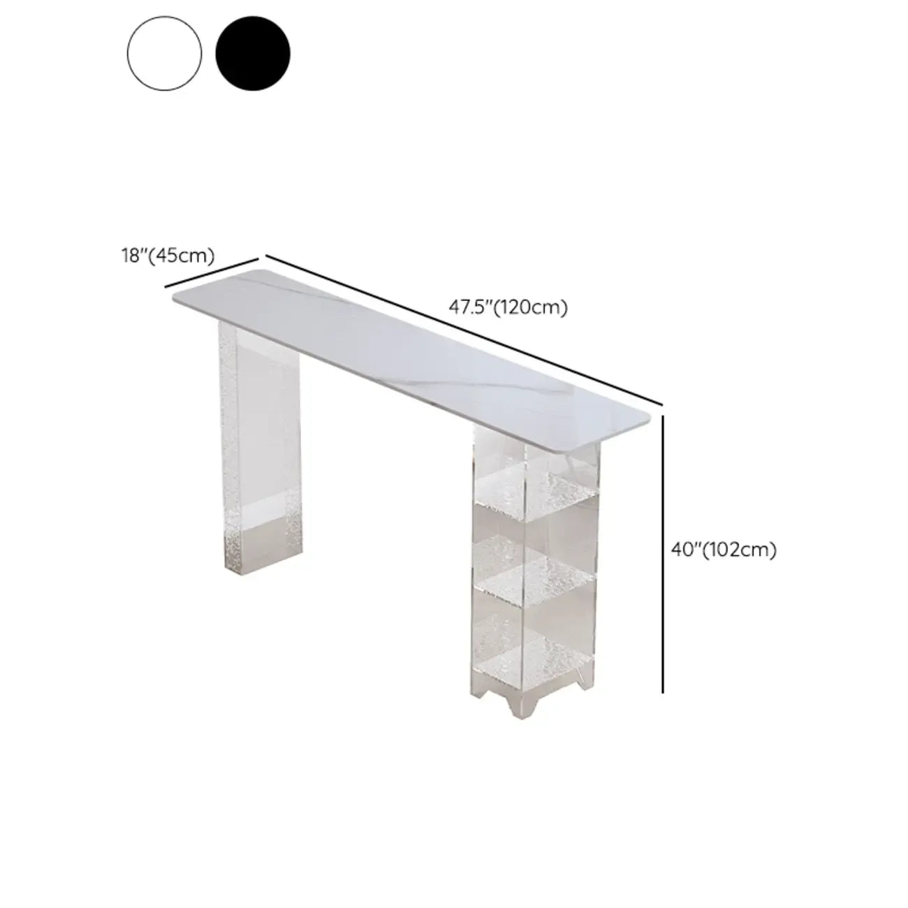 Tables de bar modernes avec plateau en bois noir et rangement en acrylique transparent