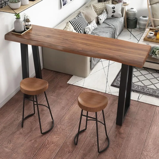 Table de bar moderne en bois avec piètement traîneau pour cuisine ou pub