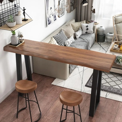 Table de bar moderne en bois avec piètement traîneau pour cuisine ou pub