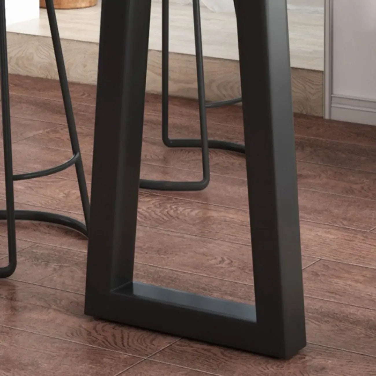 Table de bar moderne en bois avec piètement traîneau pour cuisine ou pub