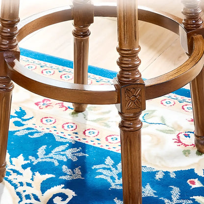 Tabourets de bar ronds pivotants traditionnels en similicuir bleu