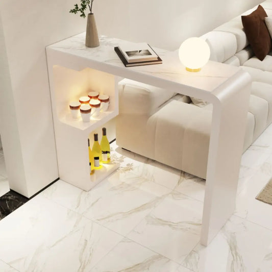 Tables de bar scandinaves blanches lisses avec rangement