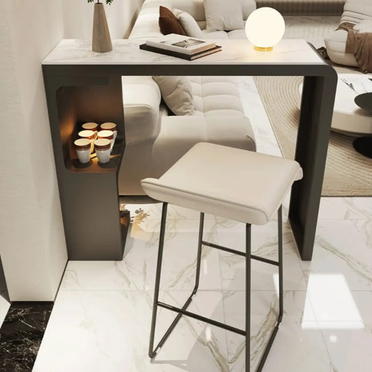 Tables de bar scandinaves blanches lisses avec rangement