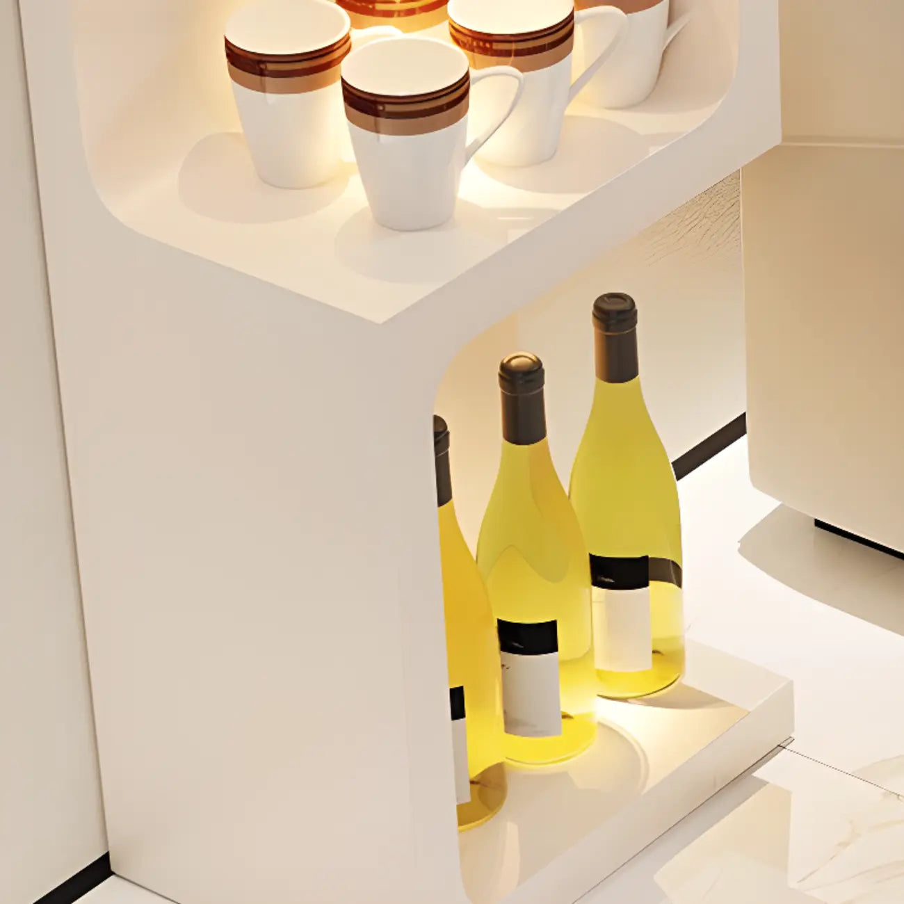 Tables de bar scandinaves blanches lisses avec rangement