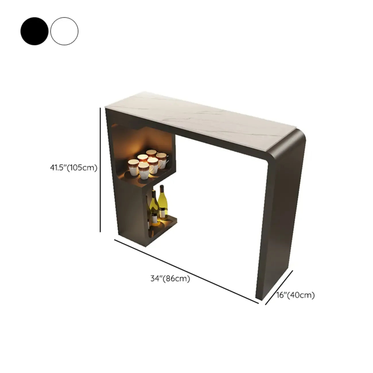 Tables de bar scandinaves blanches lisses avec rangement