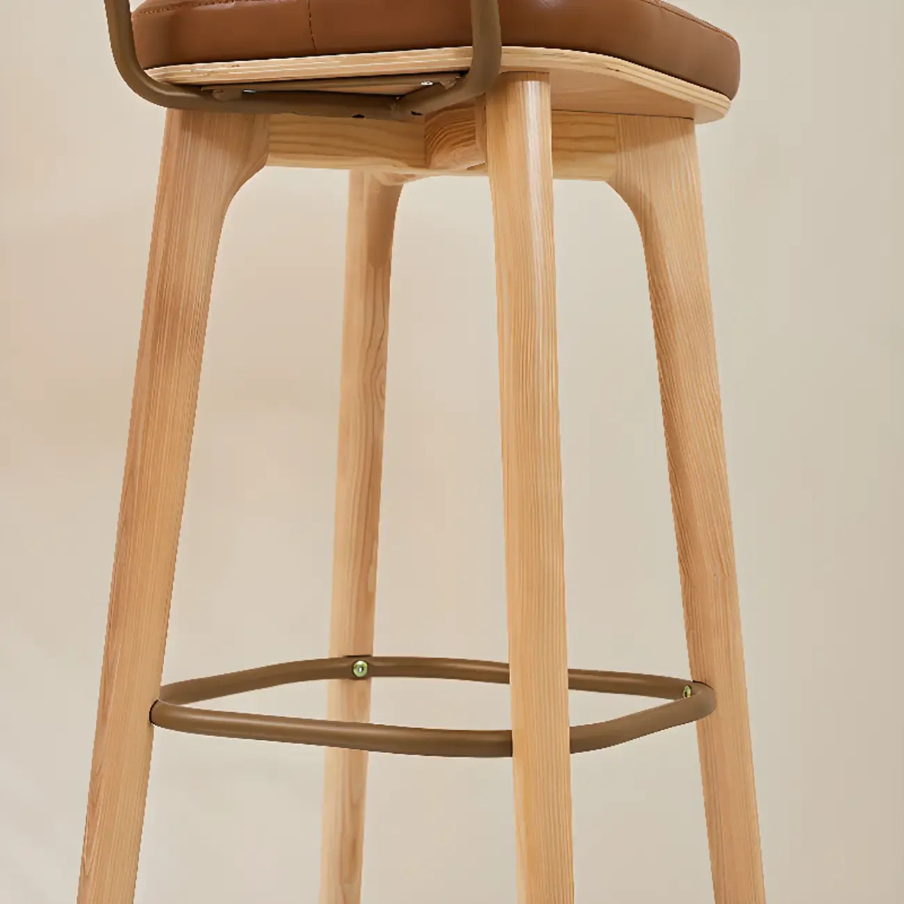 Tabourets de bar carrés en cuir de style moderne du milieu du siècle avec dossier