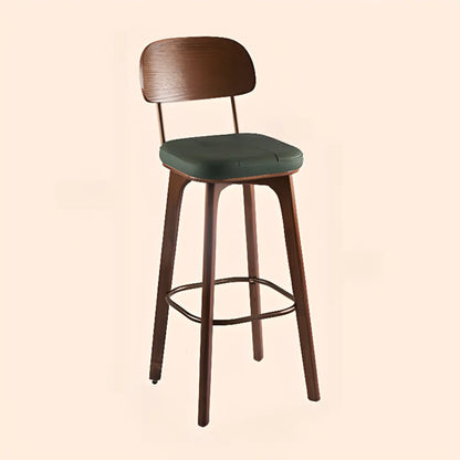 Tabourets de bar carrés en cuir de style moderne du milieu du siècle avec dossier