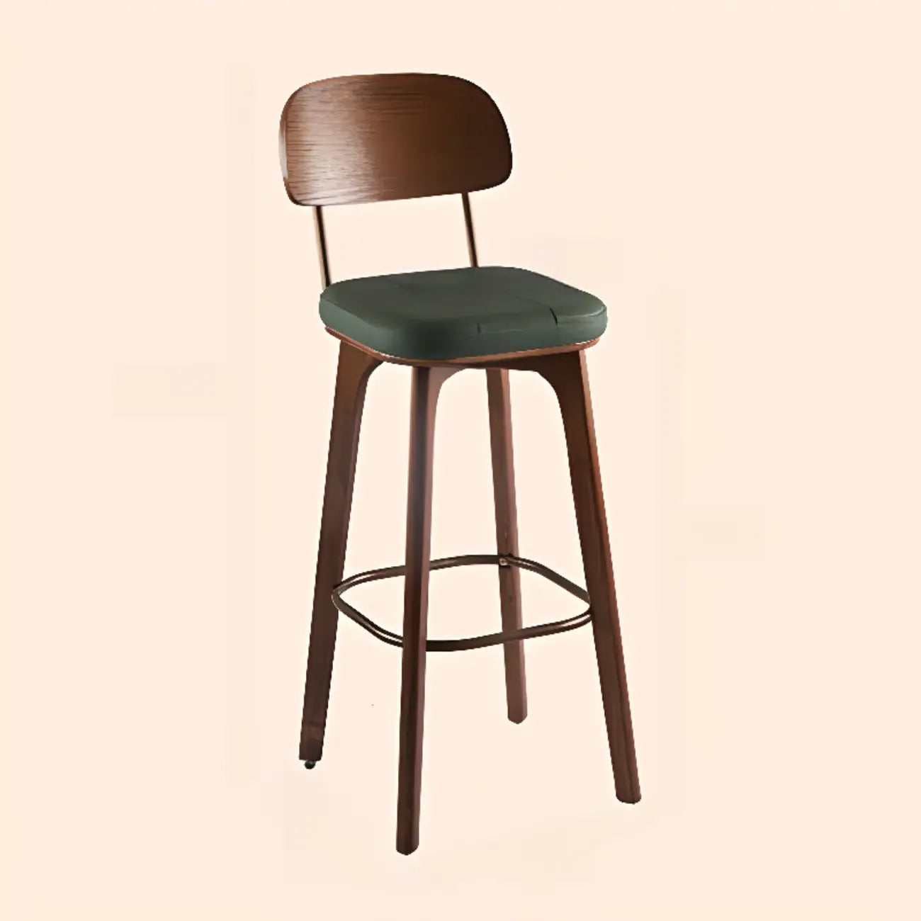 Tabourets de bar carrés en cuir de style moderne du milieu du siècle avec dossier