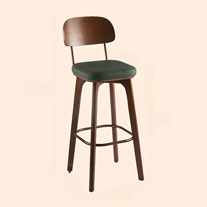 Tabourets de bar carrés en cuir de style moderne du milieu du siècle avec dossier