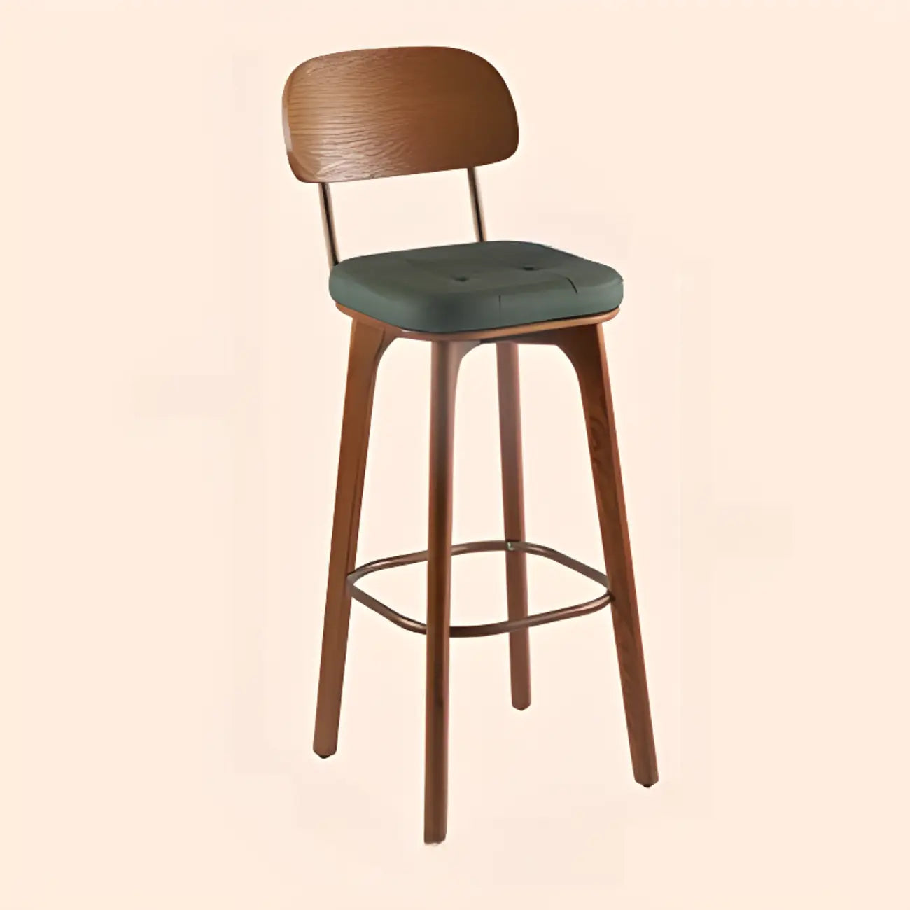 Tabourets de bar carrés en cuir de style moderne du milieu du siècle avec dossier