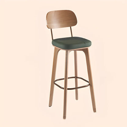 Tabourets de bar carrés en cuir de style moderne du milieu du siècle avec dossier