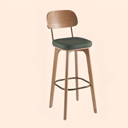 Tabourets de bar carrés en cuir de style moderne du milieu du siècle avec dossier