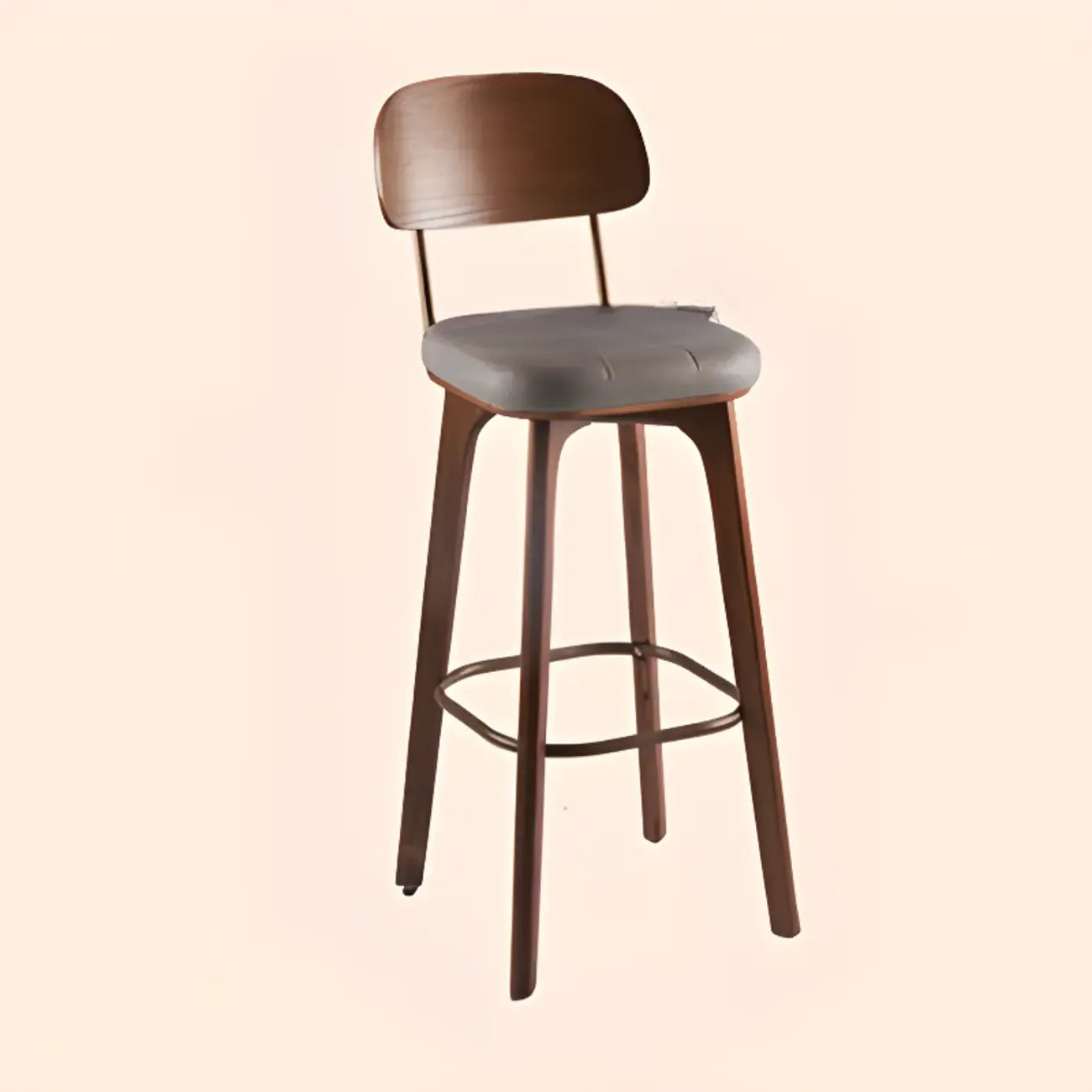 Tabourets de bar carrés en cuir de style moderne du milieu du siècle avec dossier