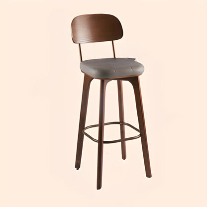 Tabourets de bar carrés en cuir de style moderne du milieu du siècle avec dossier
