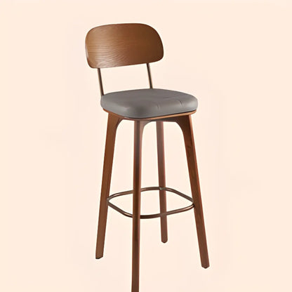 Tabourets de bar carrés en cuir de style moderne du milieu du siècle avec dossier